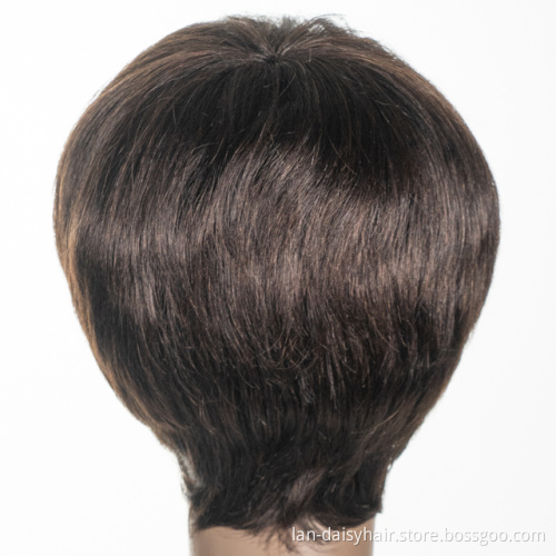 Front Natural Cuticle Aligned Machine Made Bob Wig Short Curl  Virgin  Hair Peruvian Human Hair Wigs for Black Woman